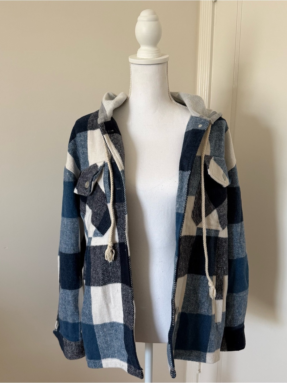Plaid Hooded Shacket Jacket